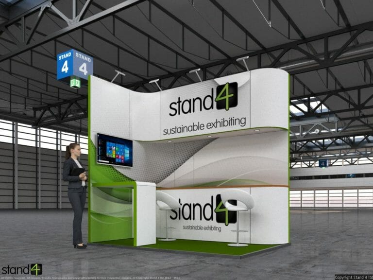 curved header expo stand design