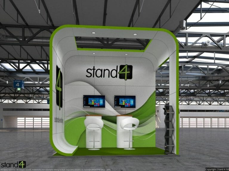 small expo stand with ceiling